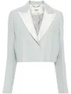 Fendi Cropped Contrast-panel Blazer In Blue