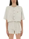 Fendi Women's Cream-coloured Cotton And Silk Cropped Shirt