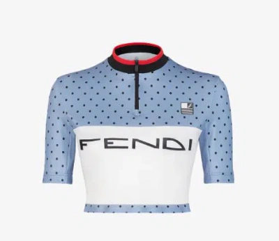 Fendi Cropped Cycling Top With Short Sleeves In Blue