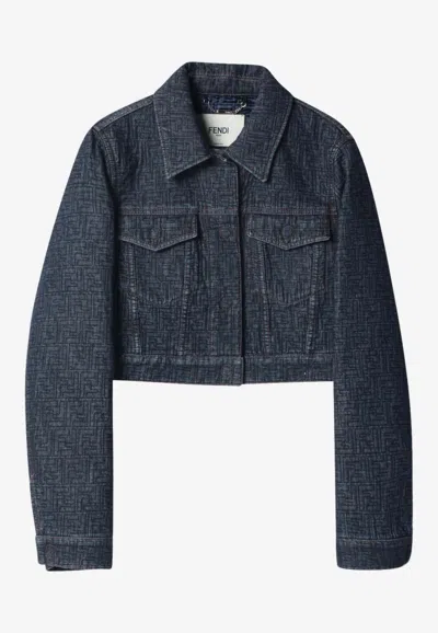 Fendi Cropped Denim Jacket In Blue