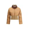 Fendi Cropped Down Jacket With Shearling Lining In Brown
