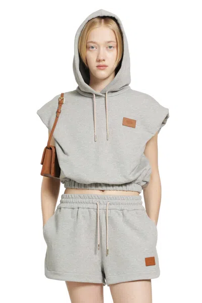 Fendi Cropped Jersey Sweatshirt In Gray