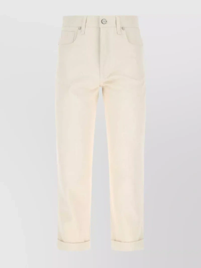 Fendi Logo Patch Straight-leg Jeans In White
