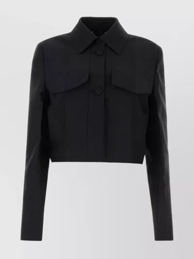 Fendi Cropped Mohair Blend Jacket In Black