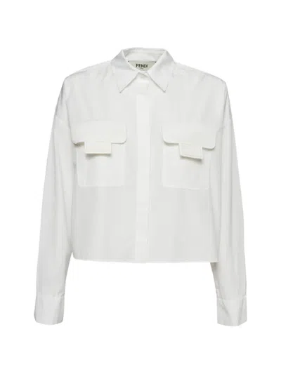 Pre-owned Fendi Cropped Shirt In White
