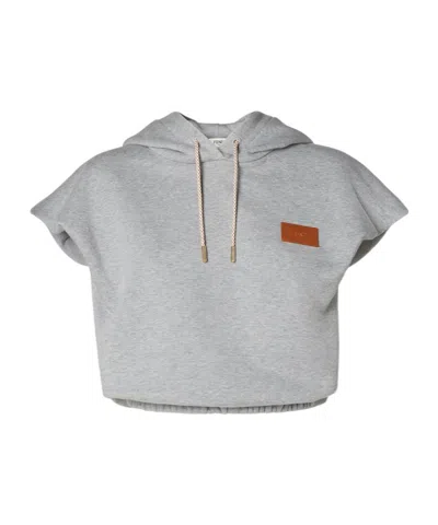 FENDI LOGO-PATCH SLEEVELESS HOODIE