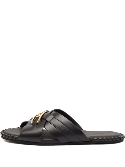 Pre-owned Fendi Cross-strap Leather Sandals