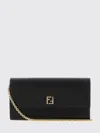 Fendi Ff Continental With Chain Black Leather Wallet In Black
