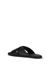 Fendi Crossed X-strap Calfskin Slide Sandals In Black