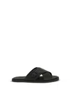 Fendi Crossed X-strap Calfskin Slide Sandals In Black