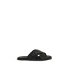 Fendi Crossed X-strap Calfskin Slide Sandals In Black