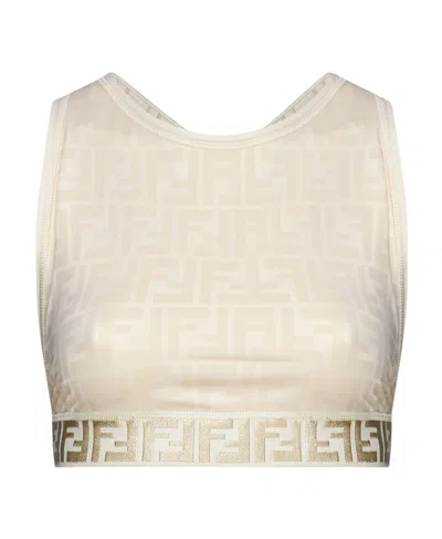 Fendi Crossover-strap Detail Top In Nude