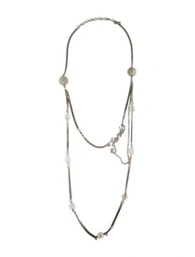 Pre-owned Fendi Crystal, Acetate Cube And Bead Collar Necklace, 20.75" In Clear
