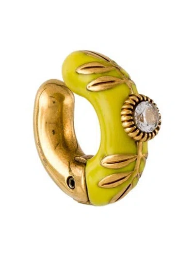 Pre-owned Fendi Crystal & Resin Single Ear Cuff Earring In Yellow
