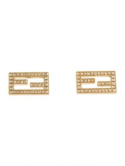 Pre-owned Fendi Crystal Baguette Stud Earrings In Transparent