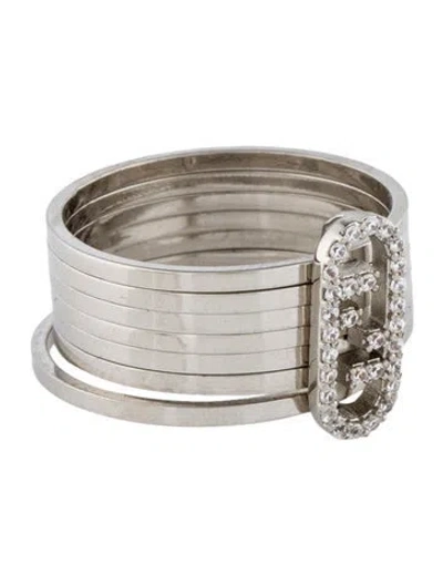 Pre-owned Fendi Crystal Cocktail Ring In Multi