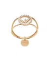 Fendi Crystal Detail Pendant Ring In Yellow