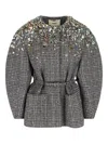 Fendi Crystal-embellished Jacket In Gray