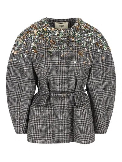 FENDI CRYSTAL-EMBELLISHED JACKET