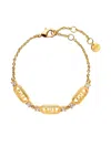 Fendi Chain Bracelet Featuring Crystal Embellishments In Gold