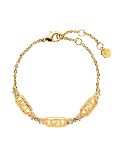FENDI CRYSTAL-EMBELLISHED LOGO BRACELET