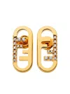 Fendi Crystal-embellished Metallic Earrings In Gold