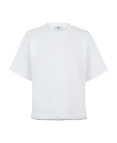 FENDI WHITE JERSEY T-SHIRT
