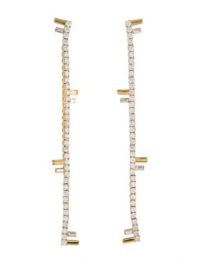 Pre-owned Fendi Crystal F Drop Earrings In Multi