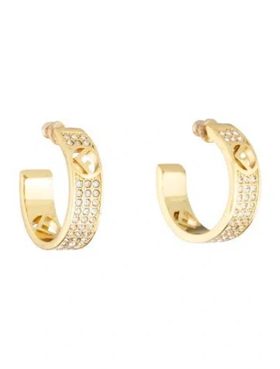 Pre-owned Fendi Crystal "f' Hoop Earrings In Multicolor