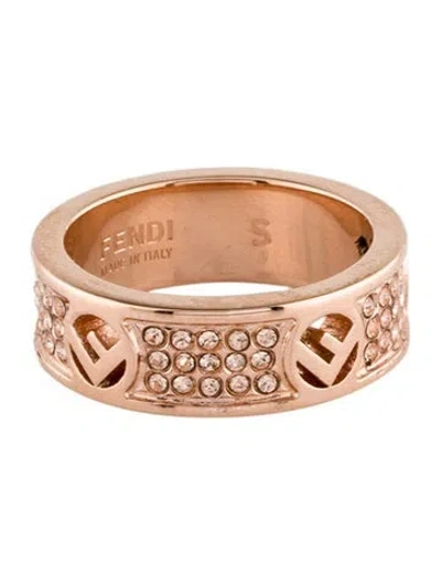 Pre-owned Fendi Crystal F Is  Band Ring In Multi