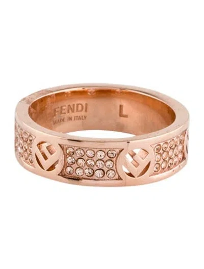 Pre-owned Fendi Crystal F Is  Band Ring In Multi