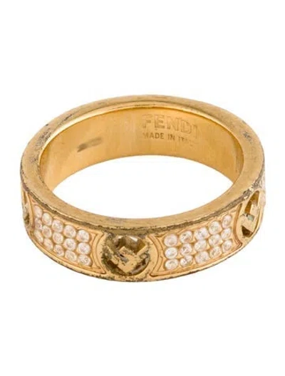Pre-owned Fendi Crystal F Is  Band Ring In Multicolor