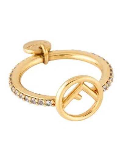 Pre-owned Fendi Crystal 'f Is ' Cocktail Ring In Multicolor