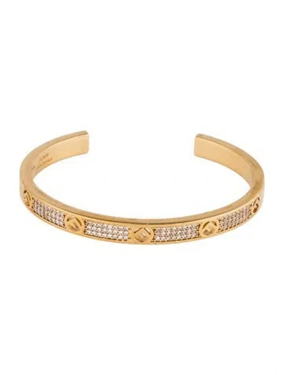 Pre-owned Fendi Crystal F Is  Cuff Bracelet, 5.75" In Multicolor