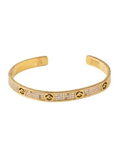 Pre-owned Fendi Crystal F Is  Cuff Bracelet, 6.25" In Multicolor