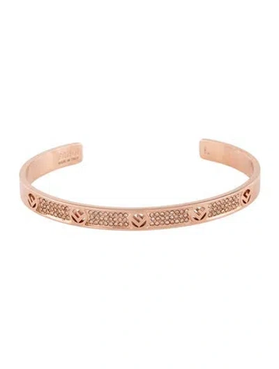 Pre-owned Fendi Crystal F Is  Cuff Bracelet, 6.75" In Multicolor