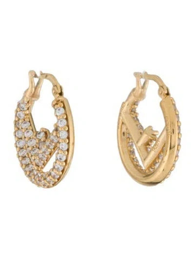 Pre-owned Fendi Crystal 'f Is ' Hoop Earrings In Multi