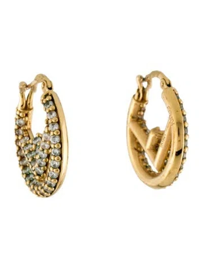 Pre-owned Fendi Crystal F Is  Hoop Earrings In Multi