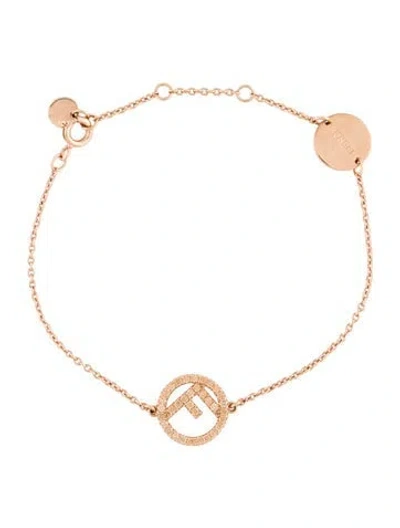 Pre-owned Fendi Crystal F Is  Link Bracelet, 7.5" In Multi