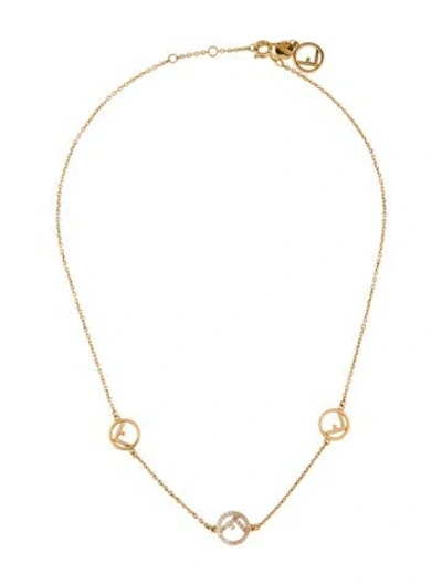 Pre-owned Fendi Crystal F Is  Pendant Necklace, 16" In Multi