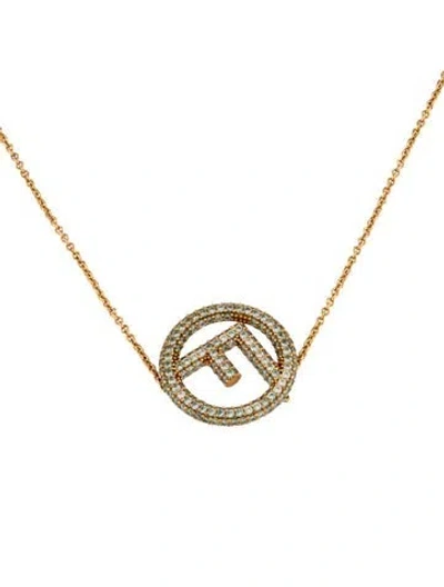 Pre-owned Fendi Crystal F Is  Pendant Necklace, 19" In Multicolor