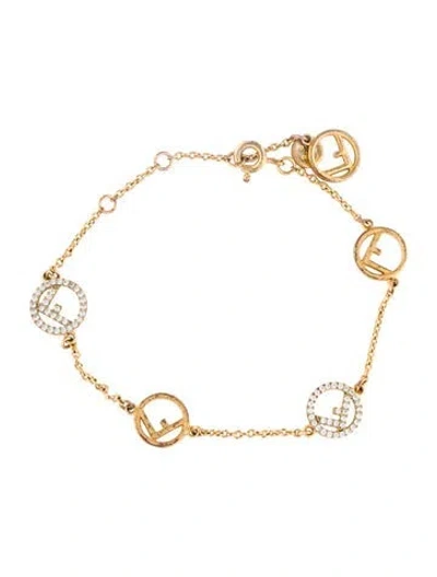 Pre-owned Fendi Crystal F Is  Station Bracelet, 7.25" In Multi