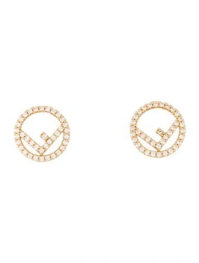 Pre-owned Fendi Crystal "f Is " Stud Earrings In Multi