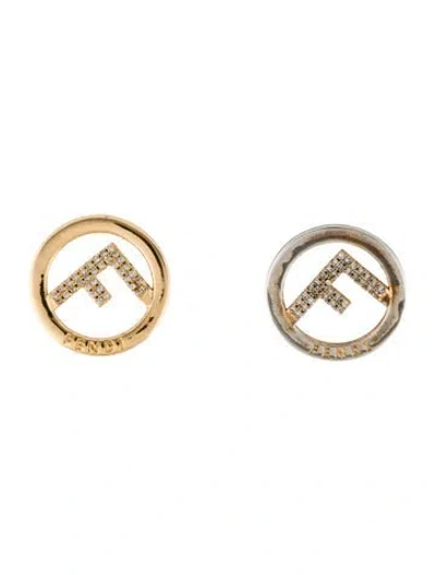 Pre-owned Fendi Crystal F Is  Stud Earrings. In Multi
