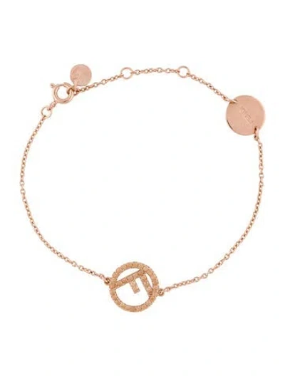 Pre-owned Fendi Crystal F Logo Link Bracelet, 7.75" In Multi