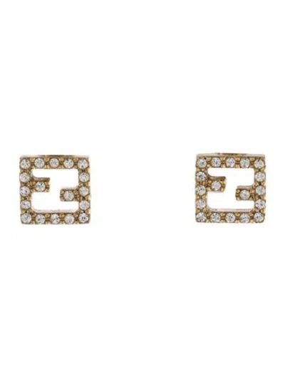 Pre-owned Fendi Crystal  Forever Stud Earrings In Multi