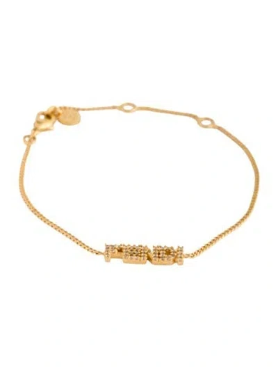 Pre-owned Fendi Crystal  Link Bracelet, 7.75" In Multicolor