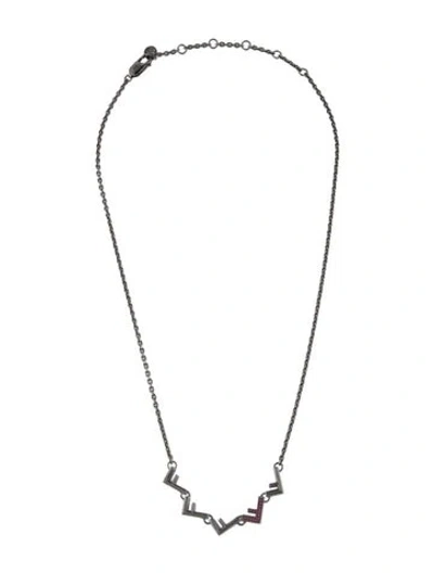 Pre-owned Fendi Crystal Five Station Necklace, 20.25" In Pink