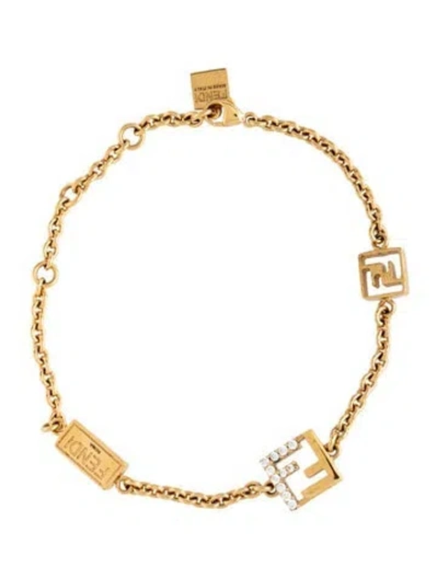 Pre-owned Fendi Crystal Forever  Link Bracelet, 7.75" In Clear