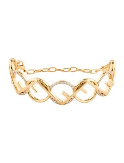 Pre-owned Fendi Crystal Link Bracelet, 6.5" In Transparent